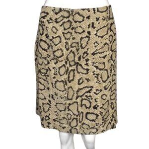 HALSTON Silk Skirt, 8, Snakeskin Print, Knee length, Back Zip, Lined, Python